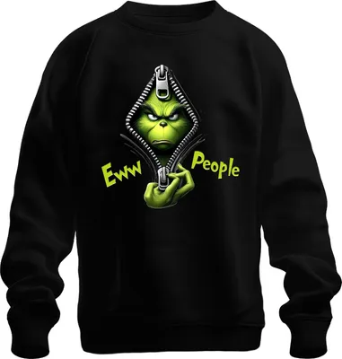 Produktbild von Grinch Eww People Reißverschluss Weihnachten lustig Geschenk Uni Sweatshirt Pullover, Schwarz, XL