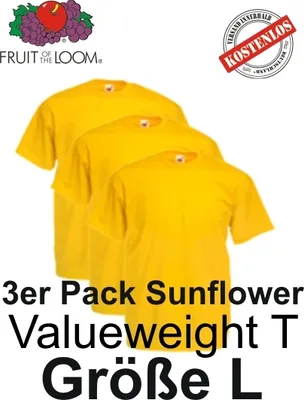 Immagine prodotto di confezione 3er/5er/10er Valueweight T Shirt Fruit of the Loom S M L XL 2XL 3XL Sunflower L 3er