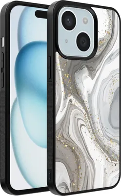 Produktbild von Handyhülle passend für iPhone 15 mit Marmordruck - TPU Back Cover Case Marmor Design - Silber