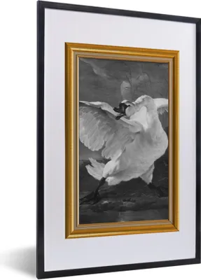 Produktbild von MuchoWow® Gerahmtes Poster Der gefährdete Schwan - Alte Meister - Liste - Gold 40x60 cm - Poster mit Schwarzem Bilderrahmen Wandposter Rahmen Foto Bilder - Poster in Rahmen