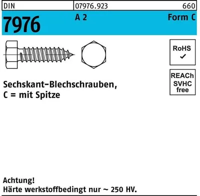 Produktbild von Reyher  Blechschrauben DIN 7976 A 2 3,5 x 32 -C A 2 (1000 Stück)