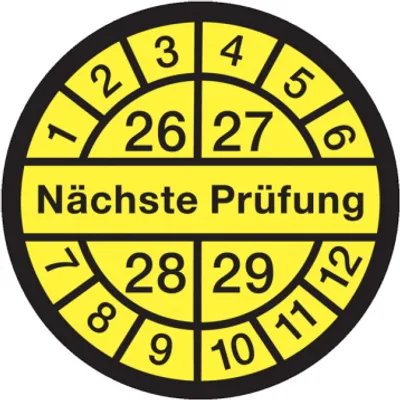 Produktbild von Dreifke® Aufkleber Prüfplakette, Nächste Prüfung, schwarz/gelb, Dokumentenfol...