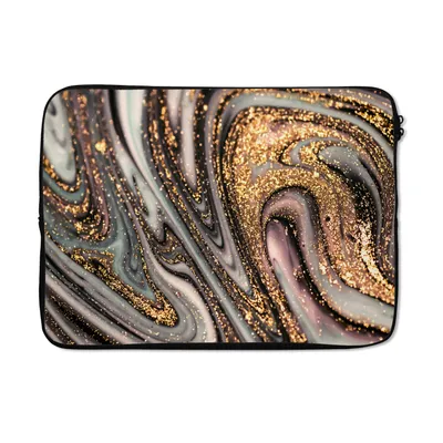 Produktbild von MuchoWow® Laptop Hülle 13 Zoll Marmoroptik - Gold - Glitter - Luxus - Marmor - Weiß Laptoptasche - Laptophülle - Sleeve - Rundumschutz