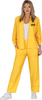 Immagine prodotto di Costume da ladro carnevale giallo manica lunga camicia pantaloni creativo unico, taglia: 42 - 44 (L) colore: giallo