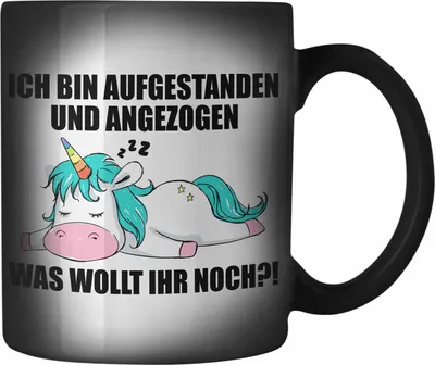 Produktbild von Trendation - Faule Kollegin Geschenk Arbeitskollege Lustige Farbwechsel Zauber-Tasse mit Spruch (Schwarz)