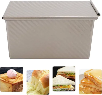 Produktbild von Brotformkasten, Antihaft-Backgeschirr mit Deckel für Einfaches Backen zu Hause, Goldene Aluminiumlegierung, 21 X 12 X 11 Cm, für Brotliebhaber
