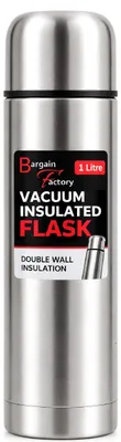 Isolierflasche 1 l, doppelwandig, auslaufsicher, 24 Std. warm/kalt, Edelstahl