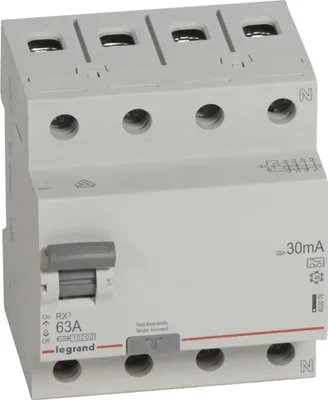Produktbild von Legrand 402076 RX3 Fi-Schalter 63A 4-polig 30mA Typ A 400VAC 4TE