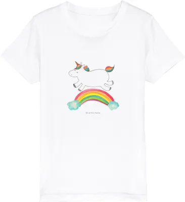 Produktbild von Mr. & Mrs. Panda Kleinkinder T-Shirt Einhorn Regenbogen 3-4 Jahre (98/104) - Weiß - Geschenk, Baumwoll Kinder, Teenager, Kurzarm, Einhornpower, Unicorn, Baumwolle
