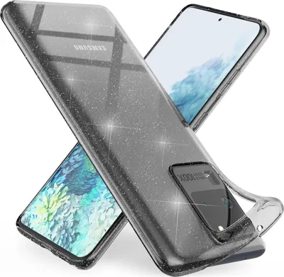 Produktbild von NALIA Glitzer Handyhülle für Samsung Galaxy S20 Ultra, Silikon Handy Hülle Schutz Etui Schwarz