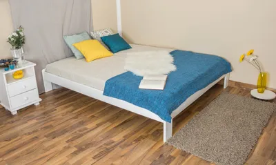 Produktbild von Bett 160 x 200 cm Kiefer Weiß mit Lattenrost