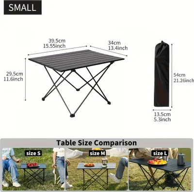 Immagine prodotto di Tavolo pieghevole - Piccolo tavolo da campeggio e da pranzo - Realizzato in metallo resistente - Portatile - Rettangolare - Con borsa per il trasporto - Adatto per interni ed esterni