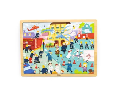 Image de Puzzle en bois 48 pièces Viga Firefighters