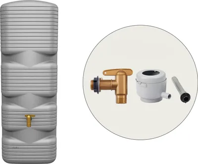 Immagine prodotto di 4rain QUADRO serbatoio da parete set completo 170 litri grigio cemento incl. rubinetto in plastica e raccordo pluviale