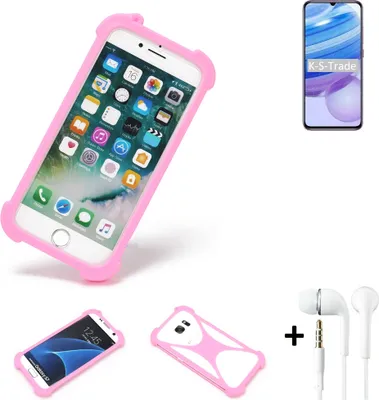 Produktbild von K-S-Trade Bumper + Kopfhörer kompatibel mit Xiaomi Redmi 10X Pro Handy Hülle Schutzhülle Silikon Schutz Hülle Cover Case Silikoncase Silikonbumper