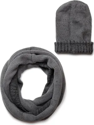 Produktbild von styleBREAKER 2-Teiliges Schal und Mütze Kombi Set, Uni Strick Loop Schlauchschal mit Strick Beanie Mütze 01018203