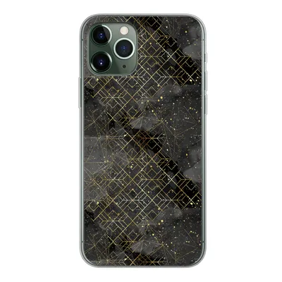 Produktbild von MuchoWow® Handyhülle Schutzhülle Hülle für iPhone 11 Pro Marmor - Schwarz - Gold - Geometrie Silikon Softcase Handy Hülle - Handy