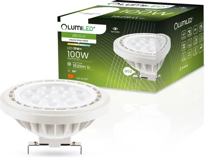 Produktbild von LUMILED LED-Leuchtmittel AR111 G53 Fassung 12V DC/AC 15W (Entspricht 100 Watt) Neutralweiß 4000K 38° weiß 1521 lm Lampen Reflektor