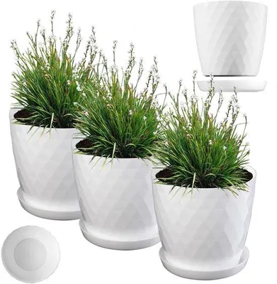 Obrázok produktu pre Plastové kvetináče KADAX "Amily", kvetináč s podšálkou. Kvetináč, 20 cm, biely, 3 kusy