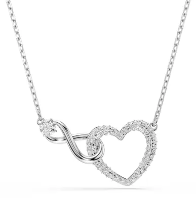 Produktbild von Swarovski Swa Infinity Halskette, Weiße, Rhodinierte Kette mit Herz-Anhänger, Un