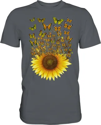 Produktbild von Sonnenblumen Schmetterling T-Shirt Gärtner Geschenk Garten – Dark Grey / L
