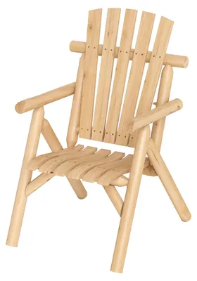 Image de Chaise de jardin COSTWAY en bois, fauteuil de jardin résistant aux intempéries avec dossier incliné et accoudoirs, chaise de balcon, chaise de terrasse, chaise en bois naturel