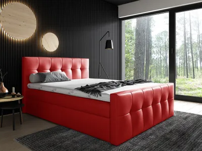 Produktbild von Boxspringbett Schlafzimmerbett OWEN 180x200cm Kunstleder Rot
