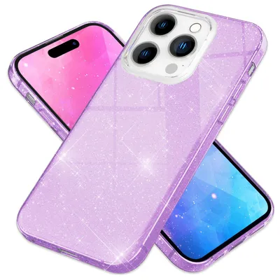 Zdjęcie produktu dla Etui na iPhone 14 Pro Max - brokatowe silikonowe etui na telefon komórkowy Diamond Glitter Case Purple
