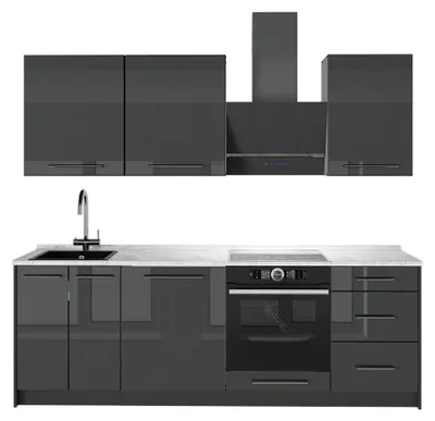 Immagine prodotto di Cucina componibile Vicco Fame-Line Antracite lucido/Antracite 230 cm, PL Marmo, Model 64042