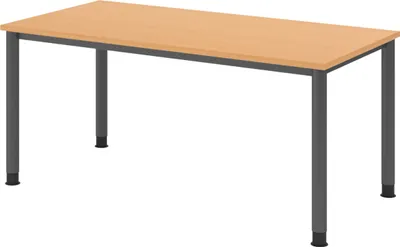 Produktbild von bümö Schreibtisch Serie-H - Nachbildung: Buche, Größe:  160 x 80 cm, Gestell: Graphit