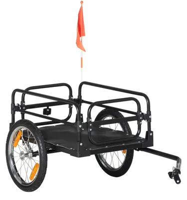 Immagine prodotto di Carrello pieghevole per biciclette con ruote da 16 pollici e capacità di carico di 40 kg – Carrello universale per il trasporto di bagagli su biciclette