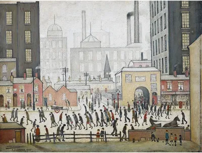 Immagine prodotto di L.S. Lowry - Stampa su tela con cornice "Coming From The Mill 1930" PM6001 (40 cm x 50 cm) (A colori)