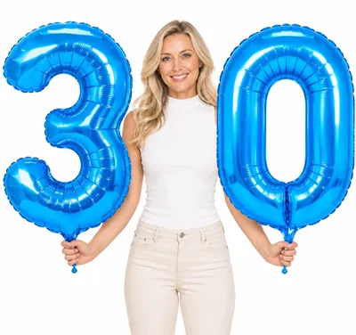 Obrázek produktu pro Fóliové balónky číslo 30 modré 100 cm narozeniny oslava