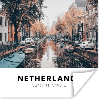 Produktbild von MuchoWow® Poster Niederlande - Kanäle - Boote 75x75 cm - Wand Dekoration