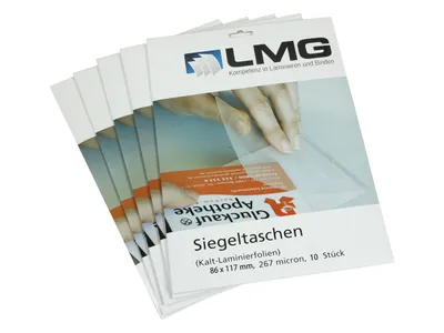 Produktbild von Laminierfolien 86 x 117 mm, 2 x 300 mic, glänzend, zum Kaltlaminieren (10 Stück)