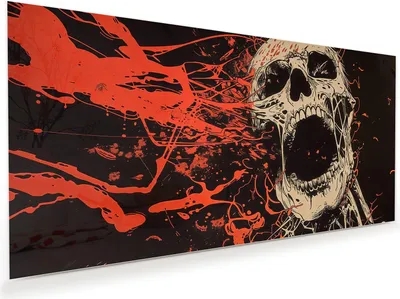 Produktbild von Glasbild 120x60cm in XXL für Wohnzimmer, Schlafzimmer Motiv Schreiendes Schädel