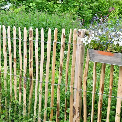 Produktbild von Staketenzaun 0,9x5m Gartenzaun Holzzaun Gartenteichzaun Rollzaun Haselnuss Zaun