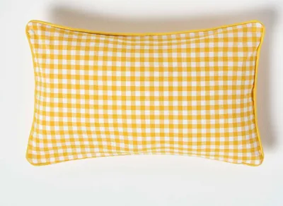 Produktbild von HOMESCAPES Gingham-Kissenbezug aus Baumwolle, 30 x 50 cm, gelb