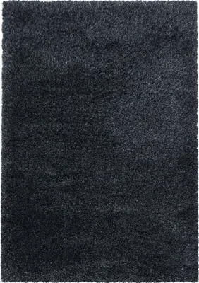 Image de Teppium tapis shaggy anthracite 80x150 cm à poils longs moelleux et lavable, design sobre et élégant avec dos en jute naturelle adapté au chauffage au sol intérieur