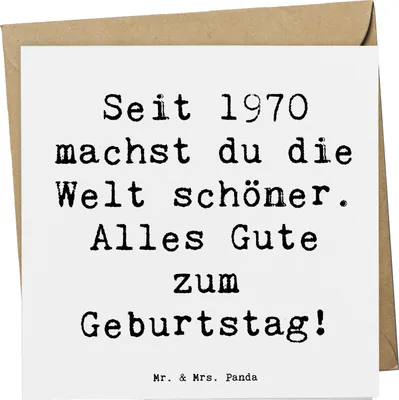 Produktbild von Mr. & Mrs. Panda Grußkarte Spruch 1970 Geburtstag - Weiß - Geschenk, Glückwunschkarte, Alter, Geburtstagsgeschenk, Geburtsjahr, 50 Jahre feiern, Klappkarte, doppelkarte