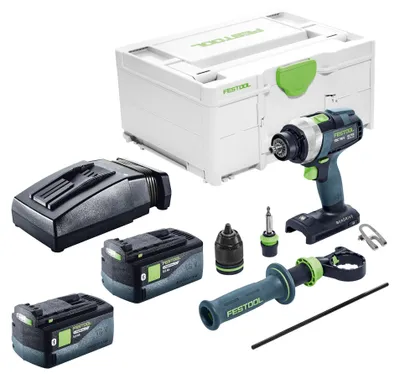 Immagine prodotto di Trapano avvitatore a batteria Festool TDC 18/4-Basic 18 V 75 Nm Brushless + 2 batterie da 5,0 Ah + caricabatterie + Systainer