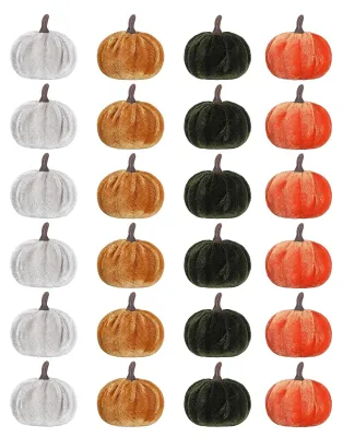 Produktbild von Künstlicher Samtkürbis, Schaumstoff-Kürbis mit künstlichem Beflockungseffekt, ideal als Tischdekoration für Herbstfeste, Thanksgiving, Halloween und als Tischdekoration.