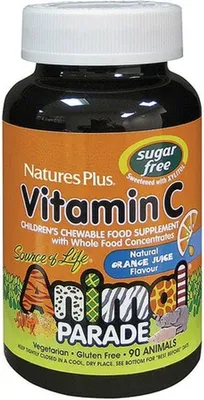 Produktbild von Natures Plus Vitamin C Animal Parade (zuckerfrei) – 90 Lutschtabletten