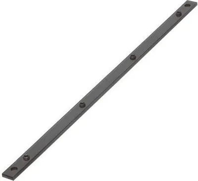 A black metal connecting piece with visible screws, shown against a white background.