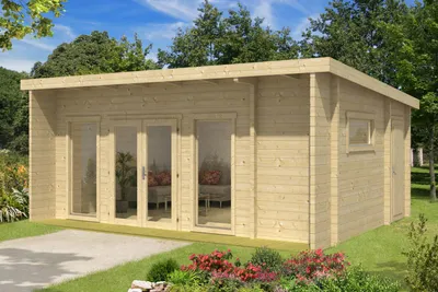 Produktbild von Alpholz Gartenhaus Carla-70 aus Massiv-holz, Gerätehaus mit 70 mm Wandstärke, Garten Holzhaus inklusive Montagematerial, Geräteschuppen Größe: 598 x 478 cm, Pultdach