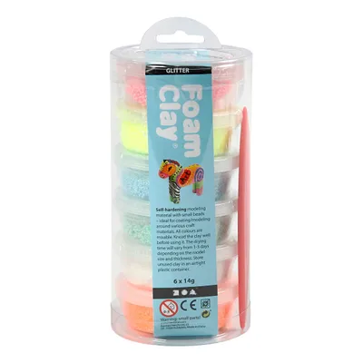 Image de Argile mousse Couleurs pastel Paillettes, 6x14gr.