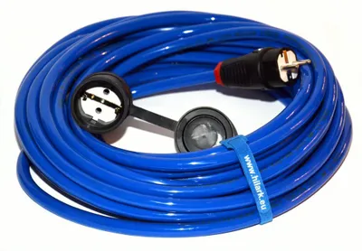 Image de Câble d'alimentation en polyuréthane H07BQ-F, 3 x 2,5 mm², avec prise et fiche SCHUKO, longueur 10 mètres, de couleur bleue