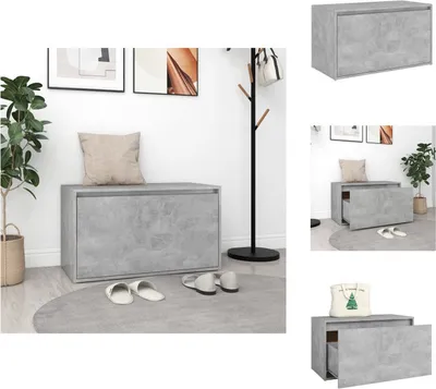 Produktbild von vidaXL Flurbank 80x40x45 cm Betongrau Holzwerkstoff -  Truhen- & Flurbänke