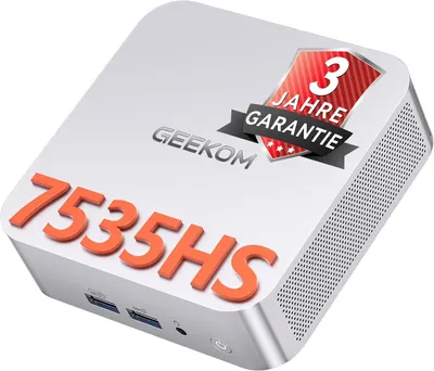 Productafbeelding van GEEKOM A7 Mini-PC, AMD Ryzen 5 7535HS, 16 GB DDR5 & 1 TB SSD (uitbreidbaar), Windows 11 Pro, geschikt voor gaming en contentcreatie