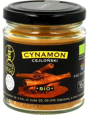 CYNAMON CEJLOŃSKI BEZGLUTENOWY BIO 70 g - PIĘĆ PRZEMIAN